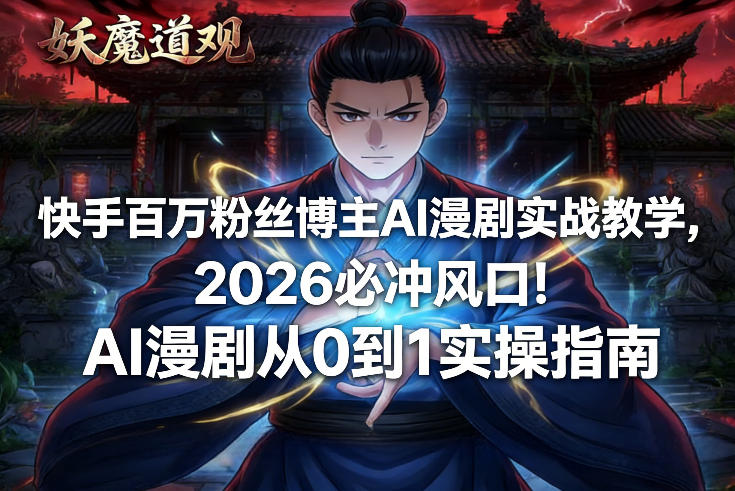 快手百万粉丝博主AI漫剧实战教学,2026必冲风口!AI漫剧从0到1实操指南插图 快手百万粉丝博主AI漫剧实战教学,2026必冲风口!AI漫剧从0到1实操指南插图