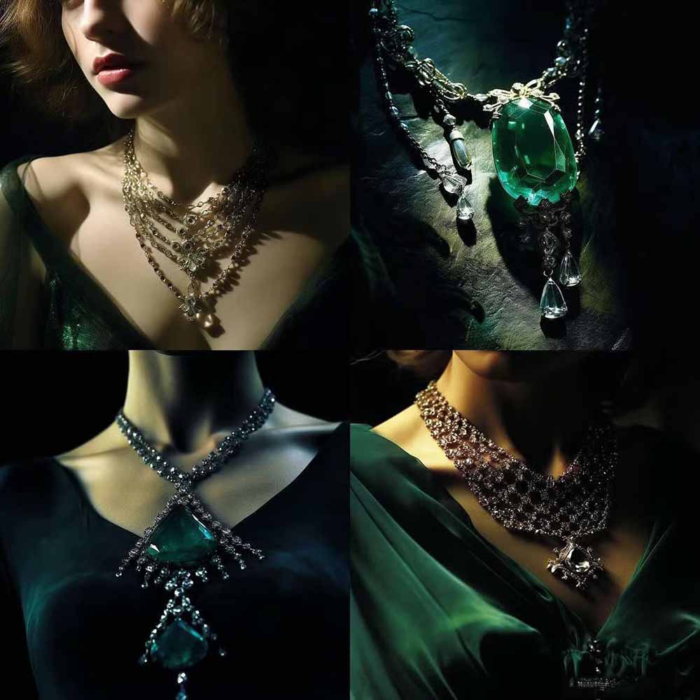460+专业Midjourney珠宝摄影AI提示词+成效果图，戒指/项链/耳环/手链/宝石/及奢侈配饰等全品类插图3