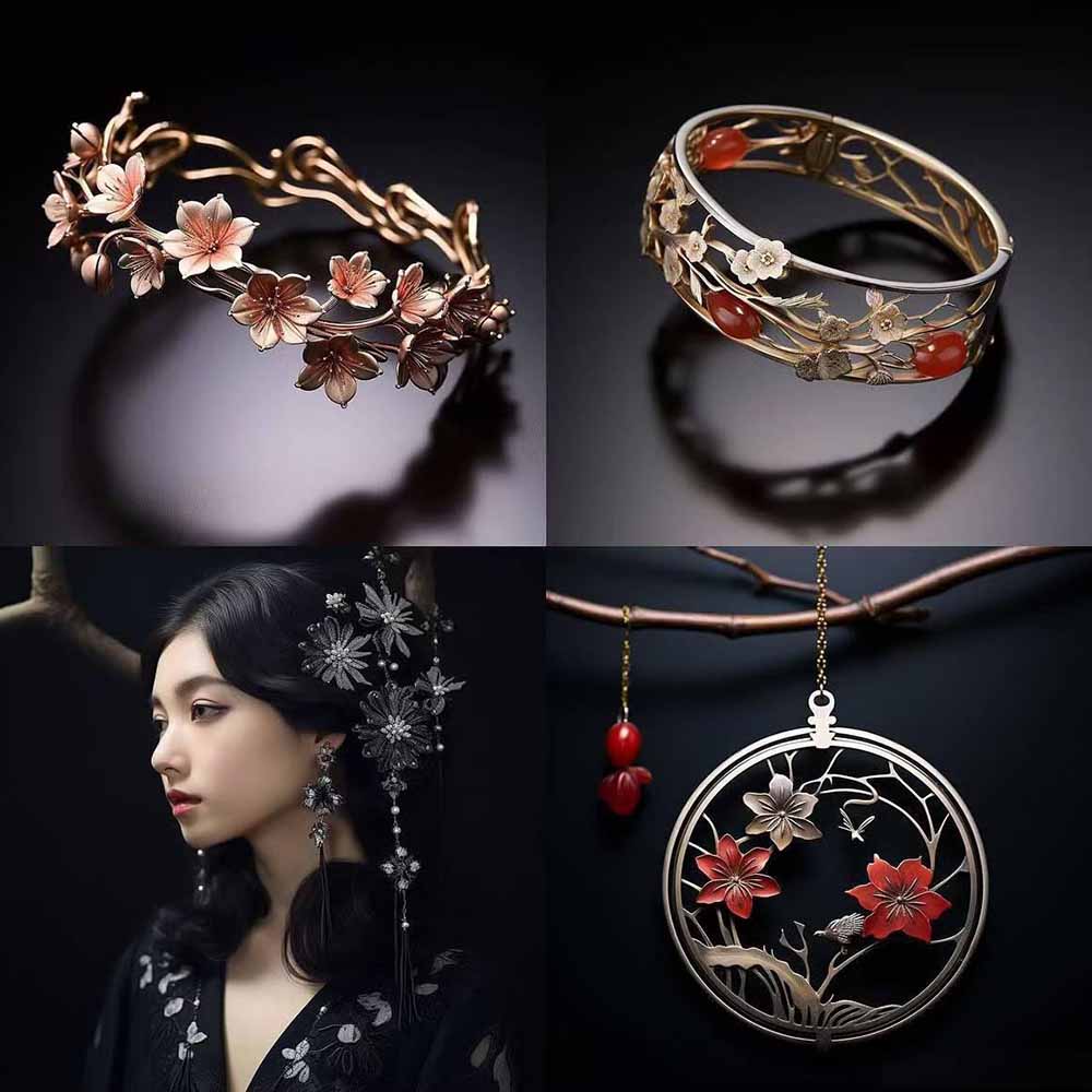 460+专业Midjourney珠宝摄影AI提示词+成效果图，戒指/项链/耳环/手链/宝石/及奢侈配饰等全品类插图6