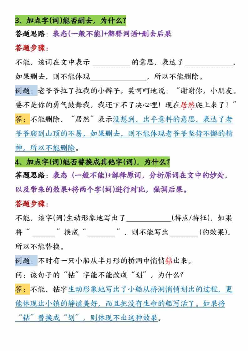 三年级下语文阅读理解常考题型和答题技巧插图1