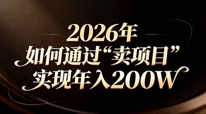 站在2026年的十字路口：一个普通人如何通过卖项目实现年入200万