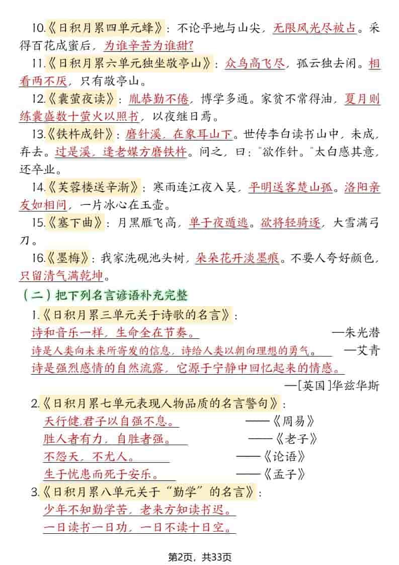 四年级下语文期末复习必考知识点（十大高频考点归纳）插图1